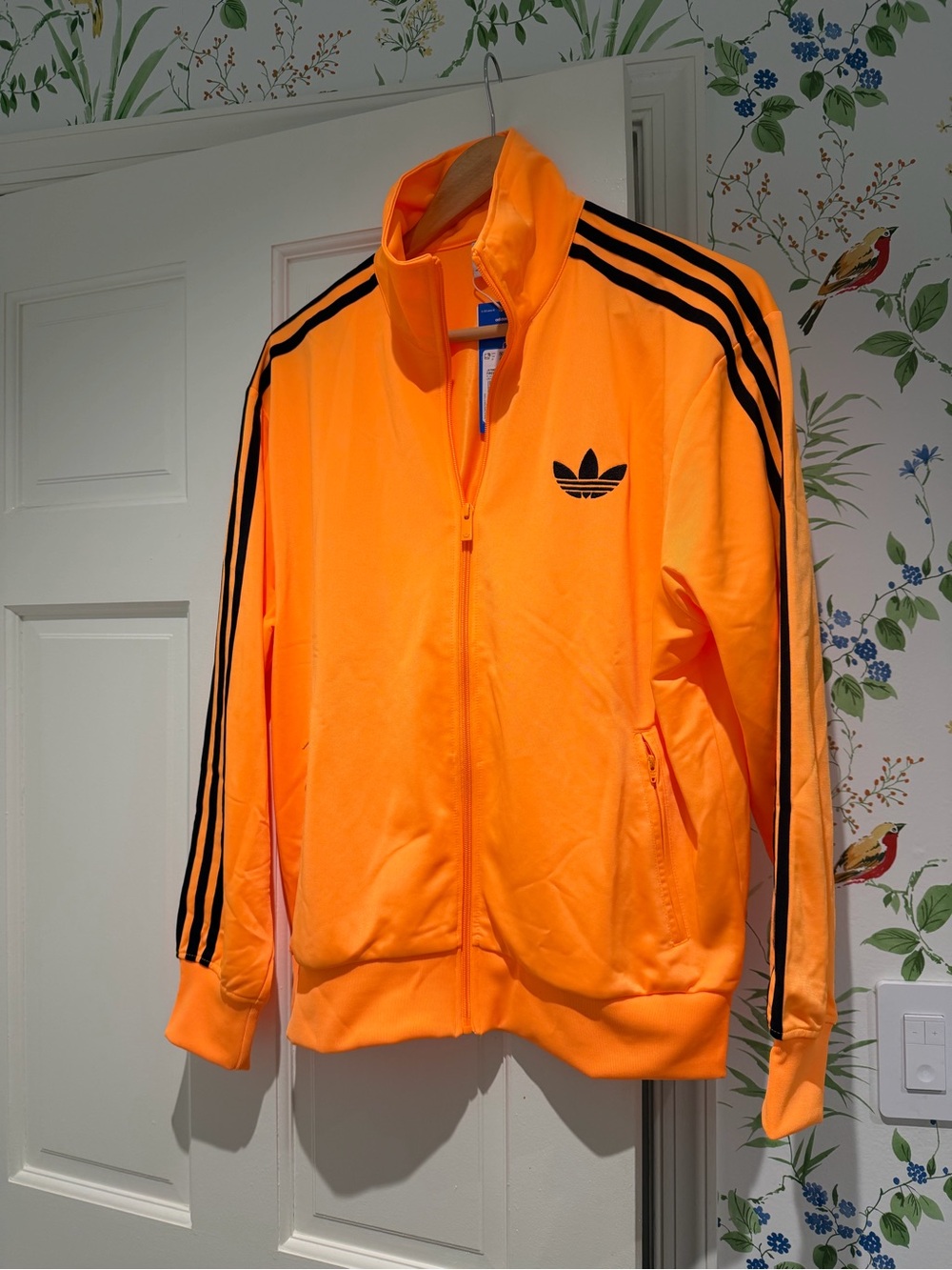 adidas Orange Lightweight Track Jacket with Black Stripes